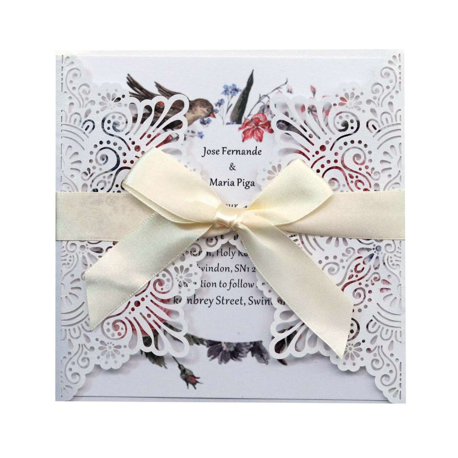 Laser Cut Iridescent Paper Wedding Supplies Lace Greeting Card Invitation Card